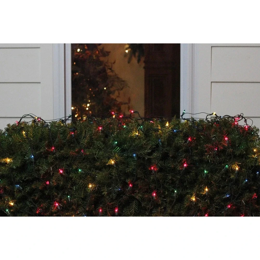 Northlight 4' x 6' Multi Mini‎ Net Style Tree Trunk Christmas Lights Green Wire